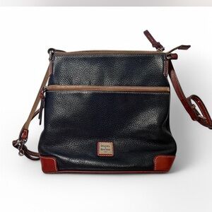 Dooney & Bourke Black Leather Adjustable Strap Zipper Cross Body Bag